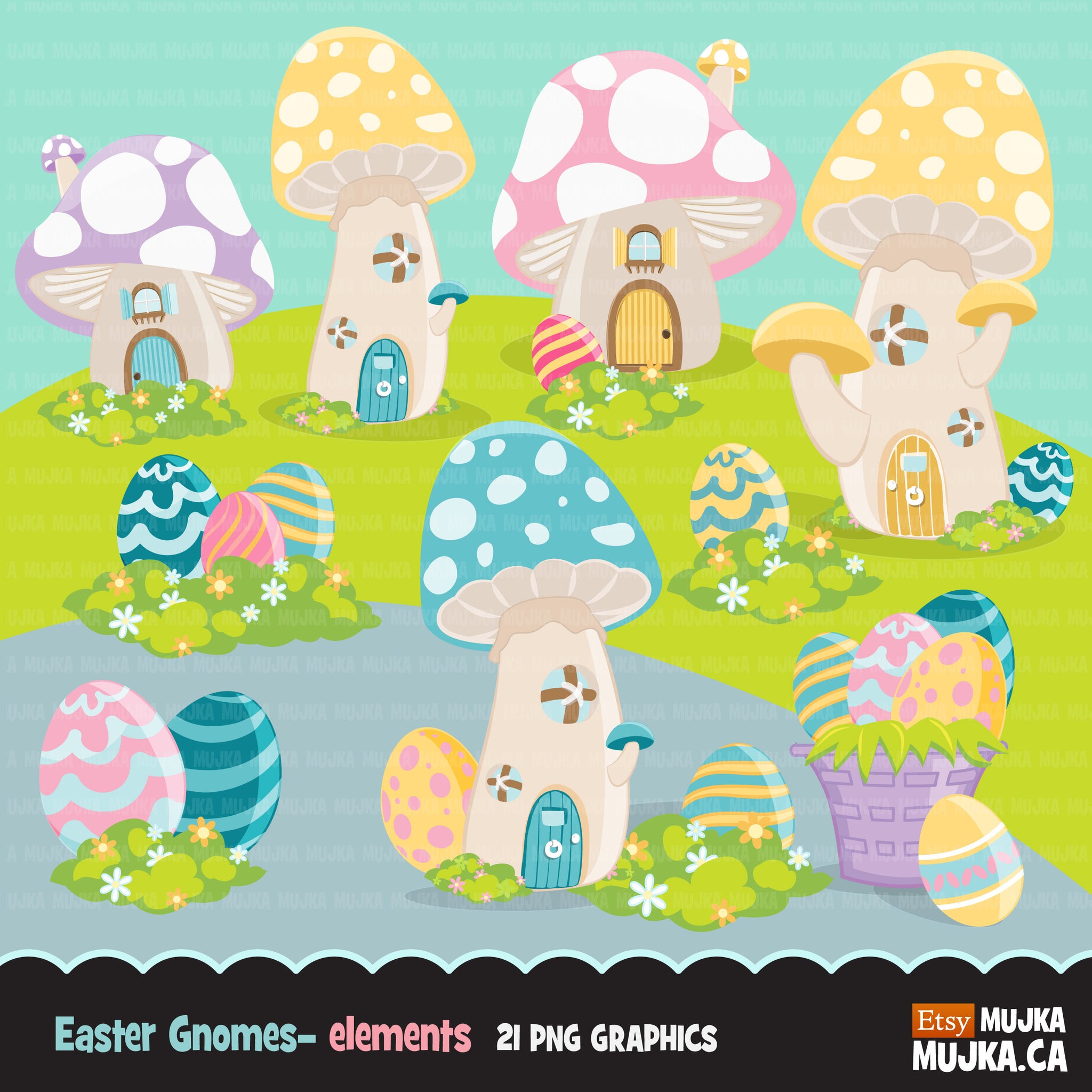 Easter gnome elements Clipart