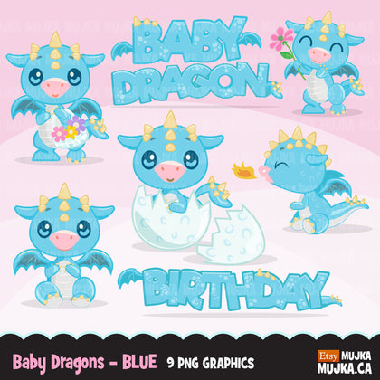Baby Dragon clipart- blue animal