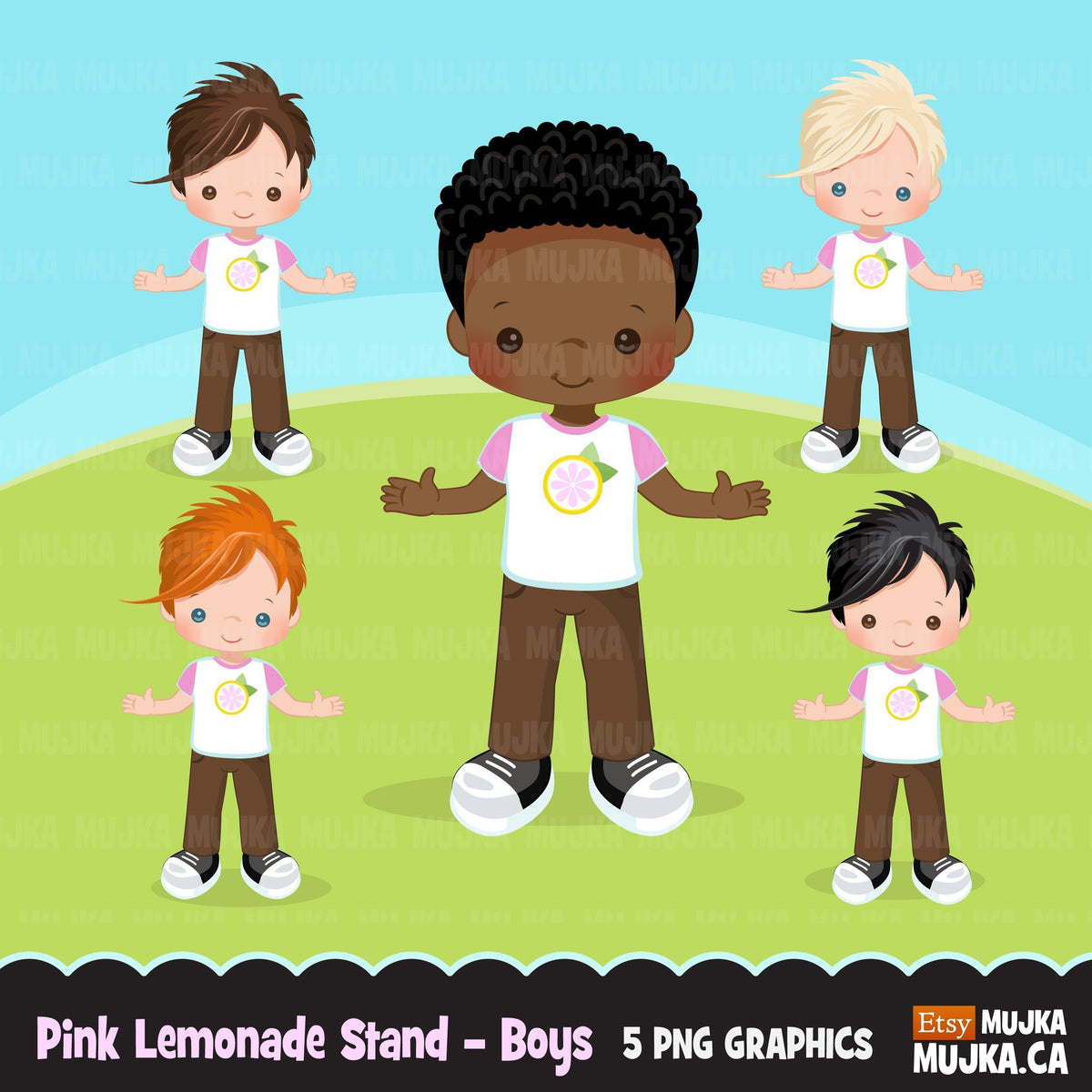 Pink Lemonade Stand Boys clipart, summer – MUJKA CLIPARTS