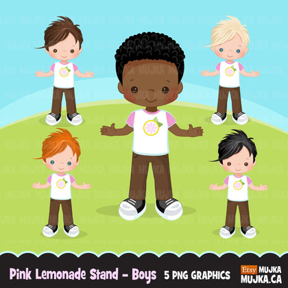 Pink Lemonade Stand Boys clipart, summer
