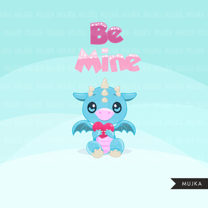 Valentine's Day Baby Dragon, animal clipart