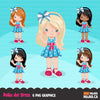 Polka dot dress little girl clipart spring summer