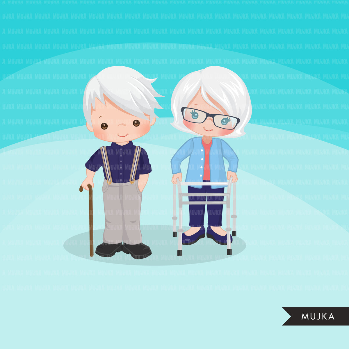 Family portraits clipart. Elders, senior graphics – MUJKA CLIPARTS