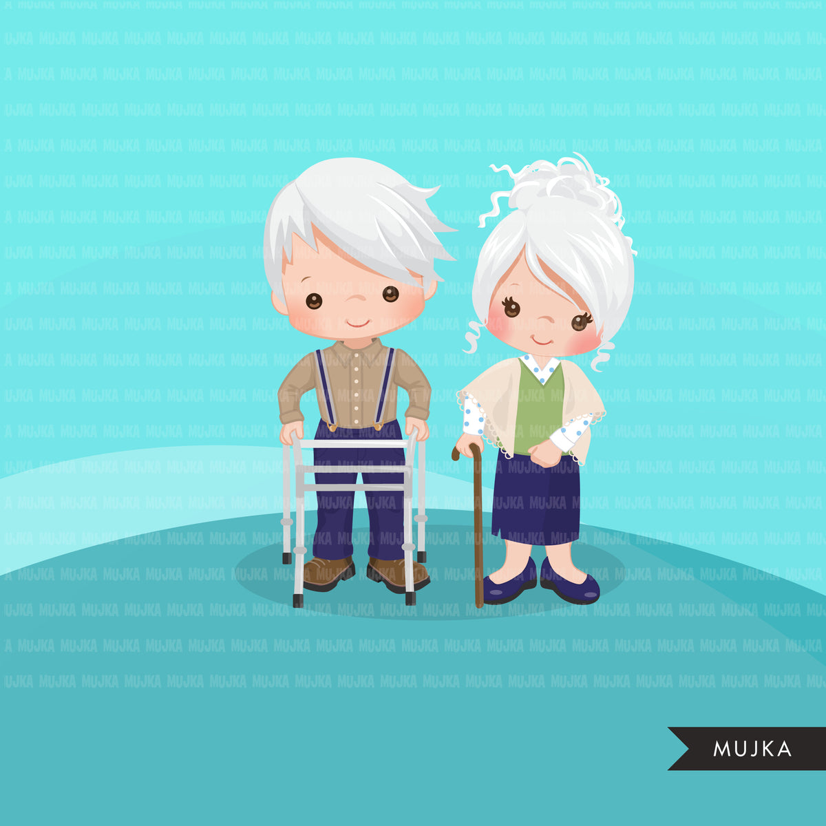 Family portraits clipart. Elders, senior graphics – MUJKA CLIPARTS