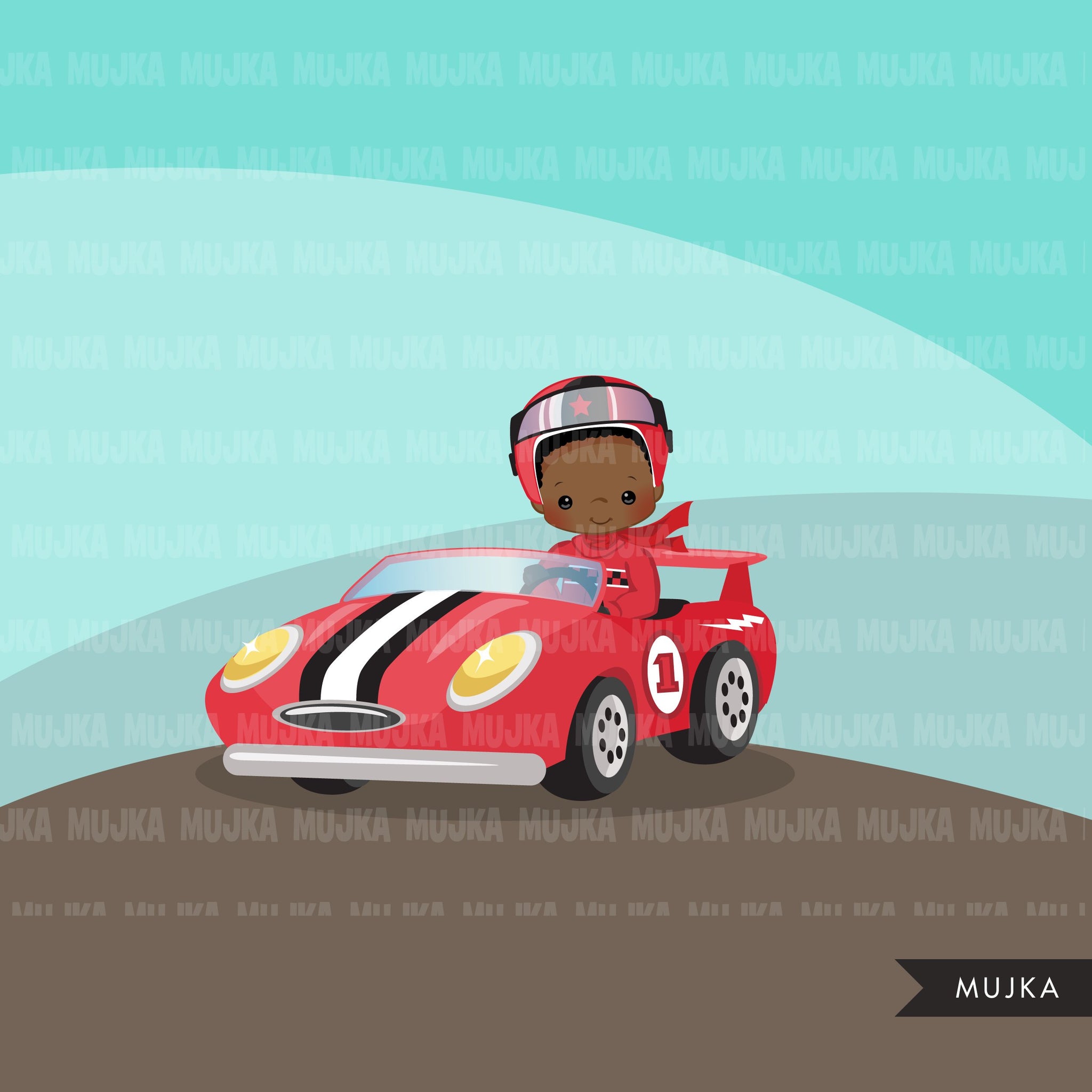 Car Racing Clipart. Boys red car racing Formula 1 graphics