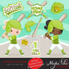 Softball Clipart, Girl in green