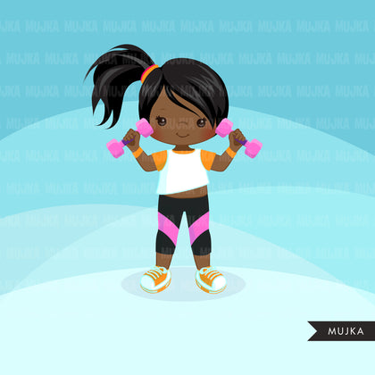 Fitness clipart, sporty girl