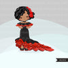 Flamenco clipart, girl dancers, version 1