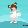 Ballerina clipart with white tutu and afro pufs