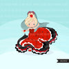 Flamenco clipart, girl dancers, version 3