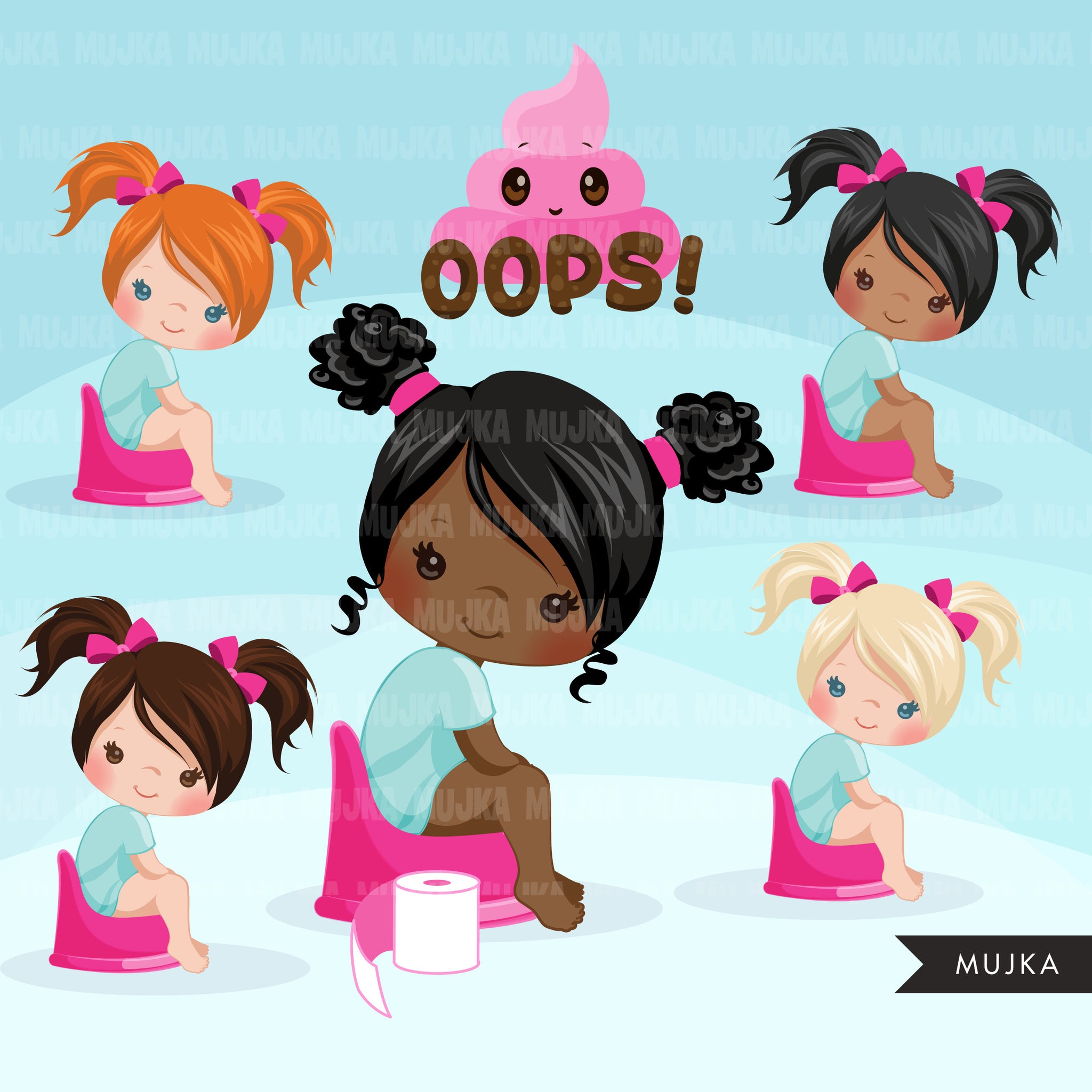 Potty Training Clipart for Girls