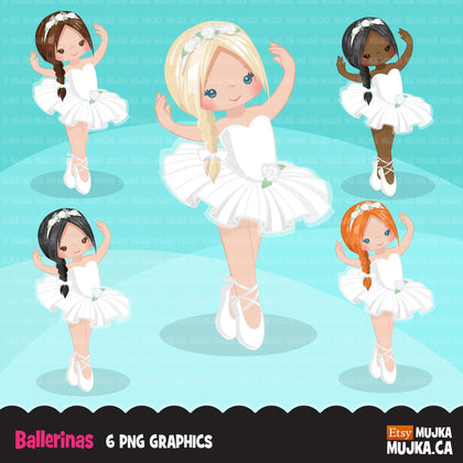 Ballerina clipart, chic girl dancers