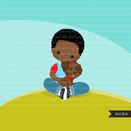 Easter boy with puppy Clipart