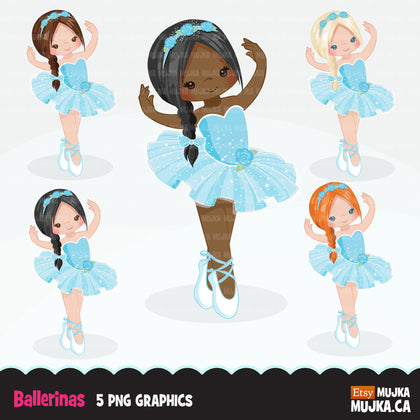 Girl Ballerina clipart, chic ballet characters