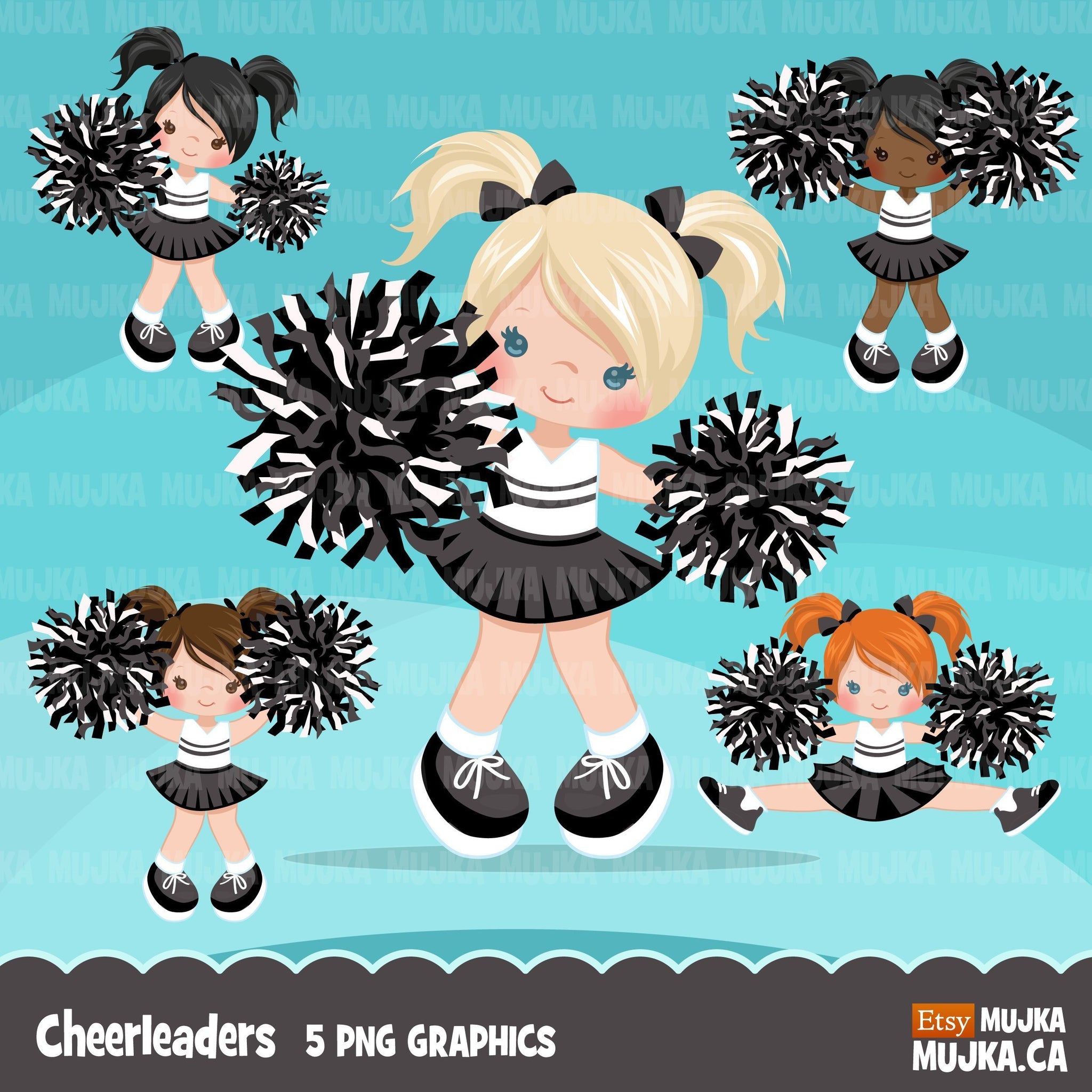 Cheerleader Clipart. Sports Graphics, Blonde girl