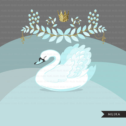 Swan clipart, Blue animal