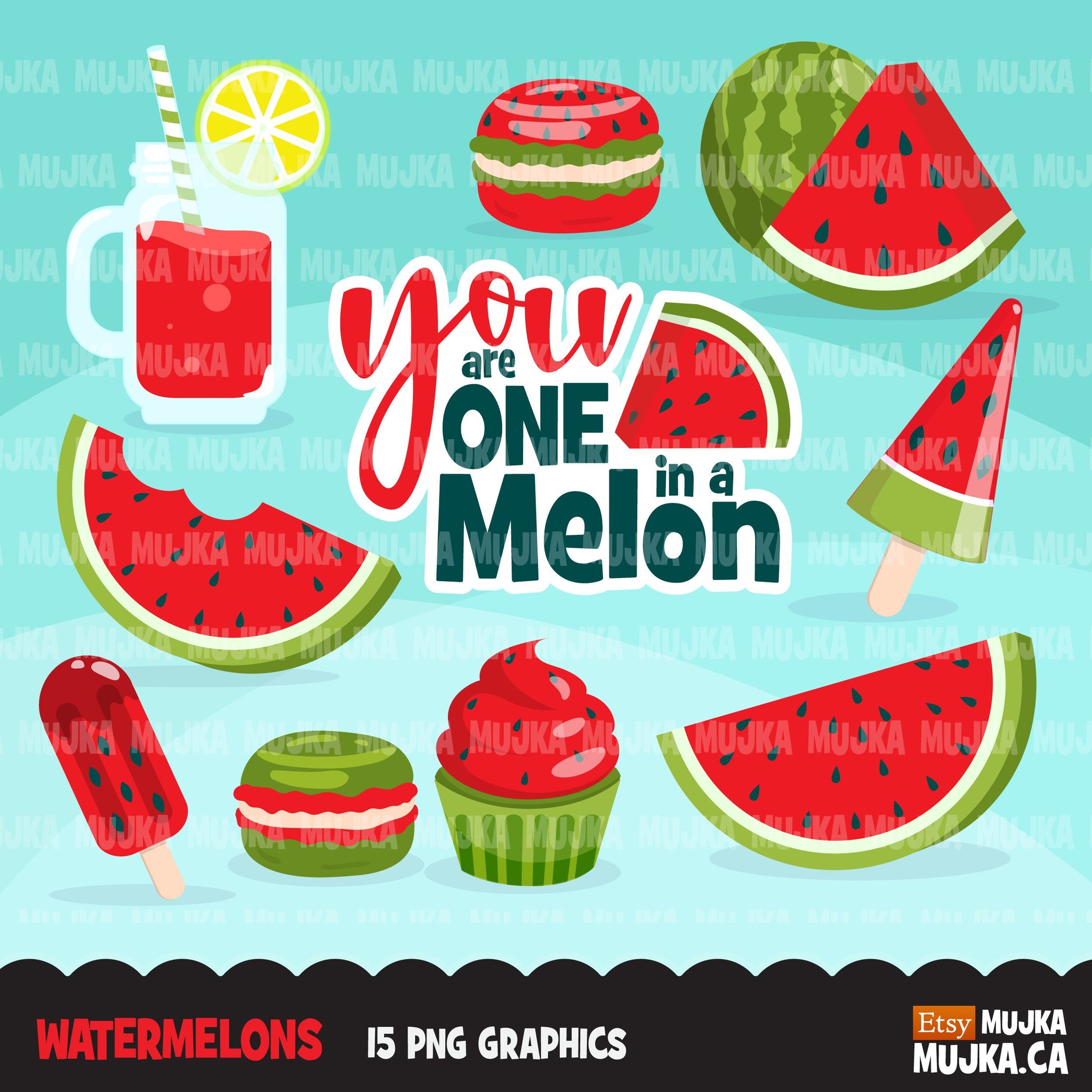 Melon Clipart. Watermelon slices graphics