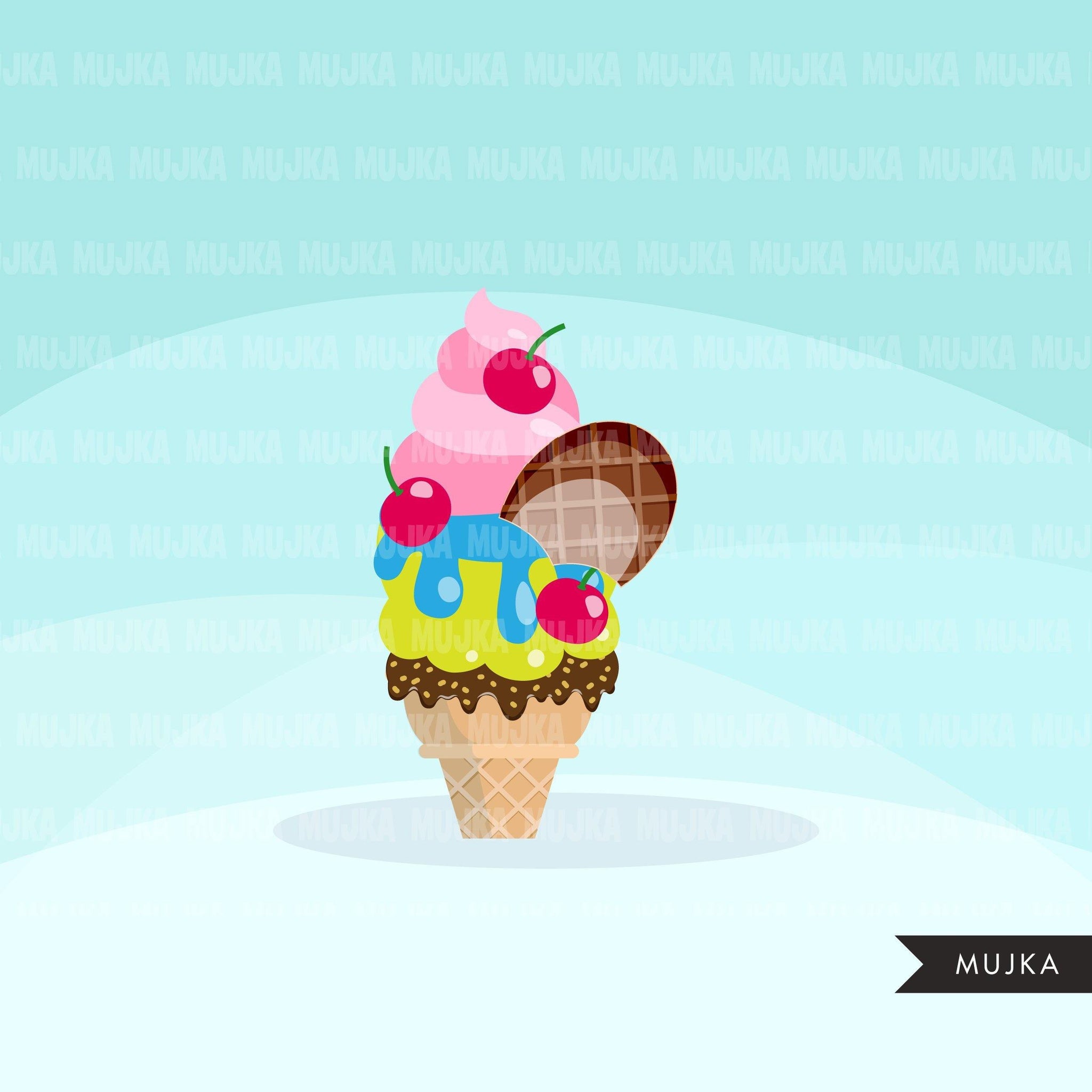 Sorvete Clipart gráficos de verão, picolé, casquinha de sorvete