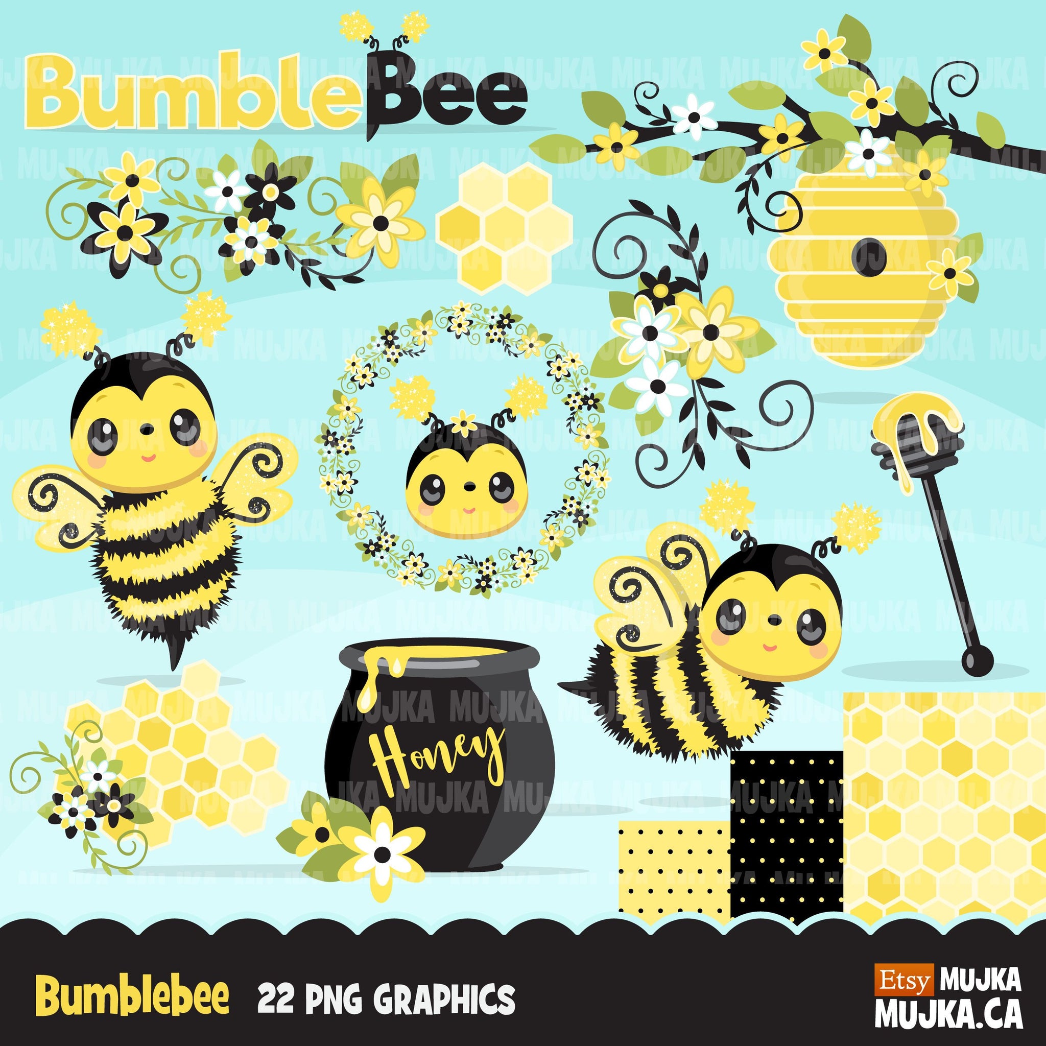 Bumblebee, animal clipart spring summer