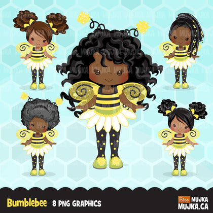 Bumblebee Girls clipart, spring summer