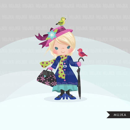 Mary Poppins clipart, girl