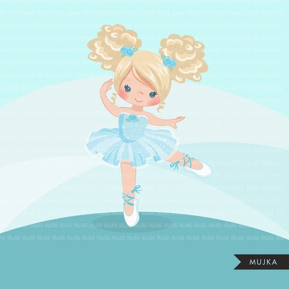 Girl Ballerina clipart,blue tutu