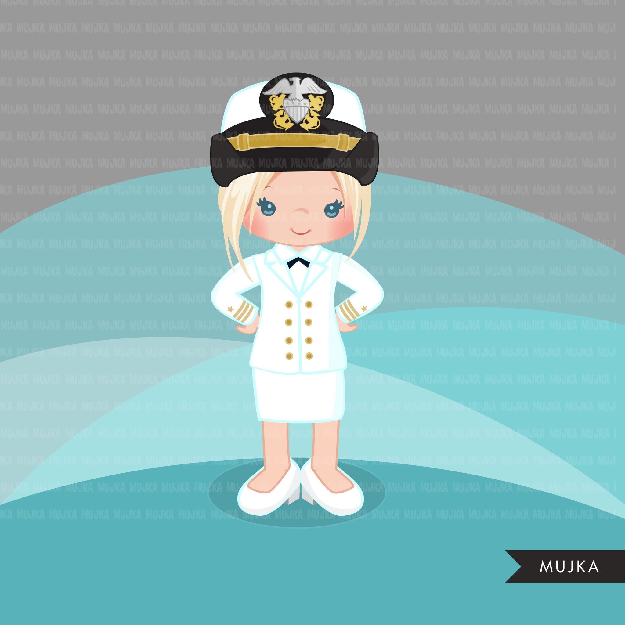 Female Navy Officer, girl Clipart