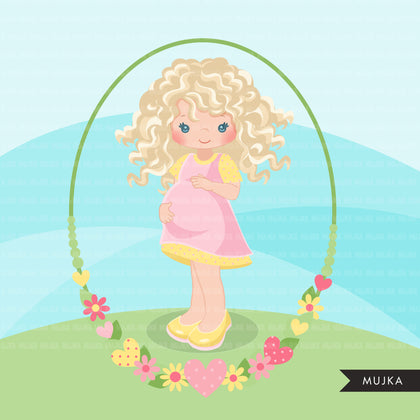 Pregnant girl clipart 2, mom to be