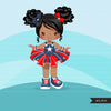 4th of July Tutu Clipart. Little Girl with Independence day Tutu
