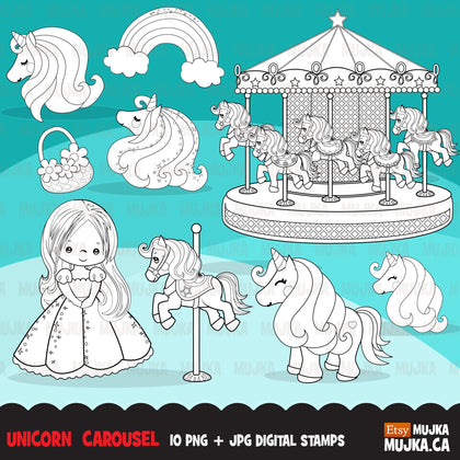 Carousel Horse digital Stamps, animal