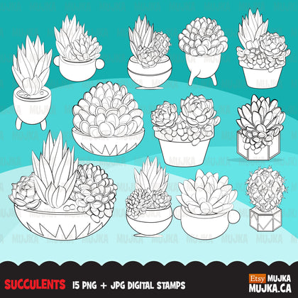 Succulent Digital Stamps