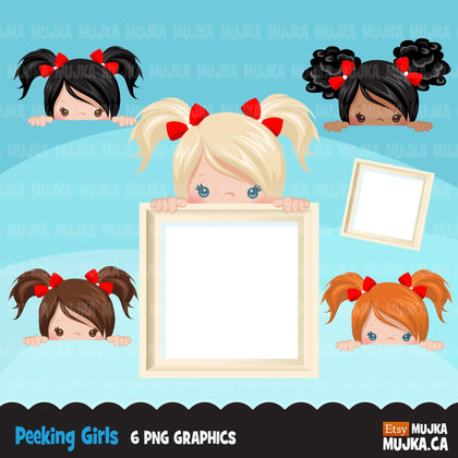 Peeking Girls Clipart