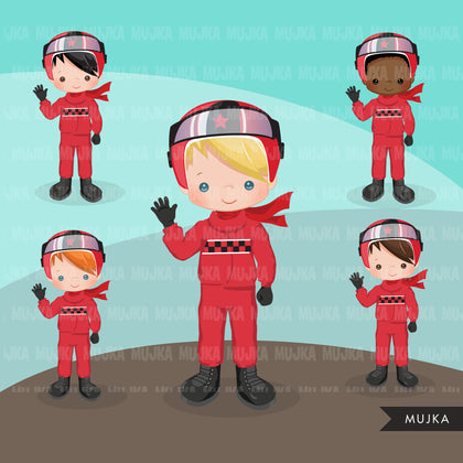Car Racing Clipart. Boys red team car racing formula 1 graphics