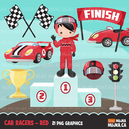 Car Racing Clipart. Boys red team car racing formula 1 graphics