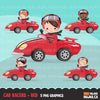 Imágenes Prediseñadas de carreras de coches. Gráficos de carreras de autos de fórmula 1 del equipo rojo de chicos