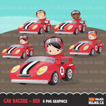 Car Racing Clipart. Boys red car racing Formula 1 graphics