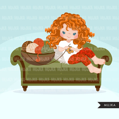 Crochet Girl Crafty clipart