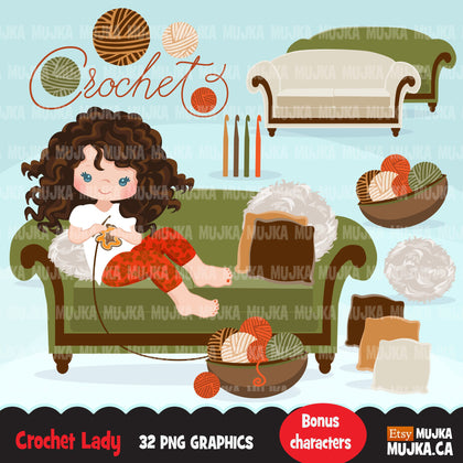 Crochet Girl Crafty clipart