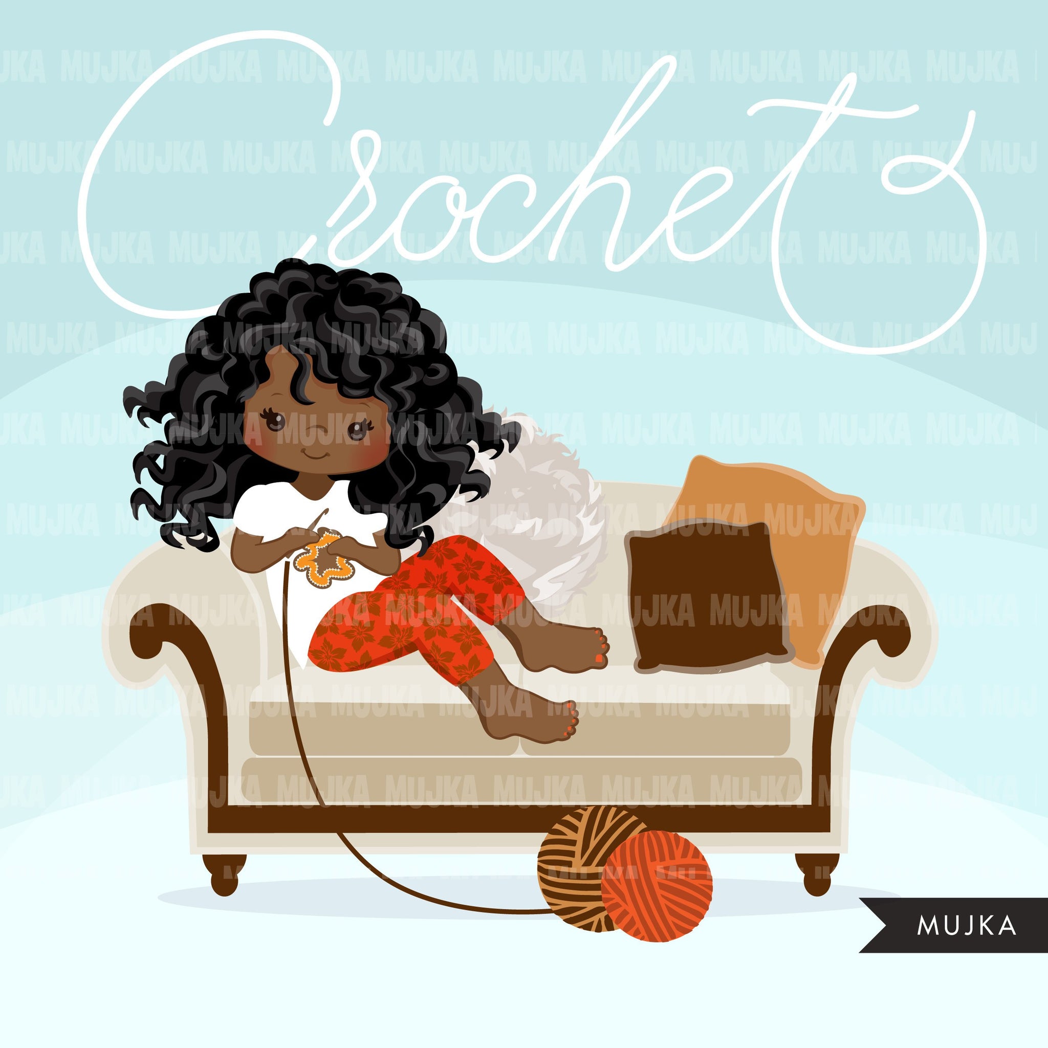Crochet Girl Crafty clipart