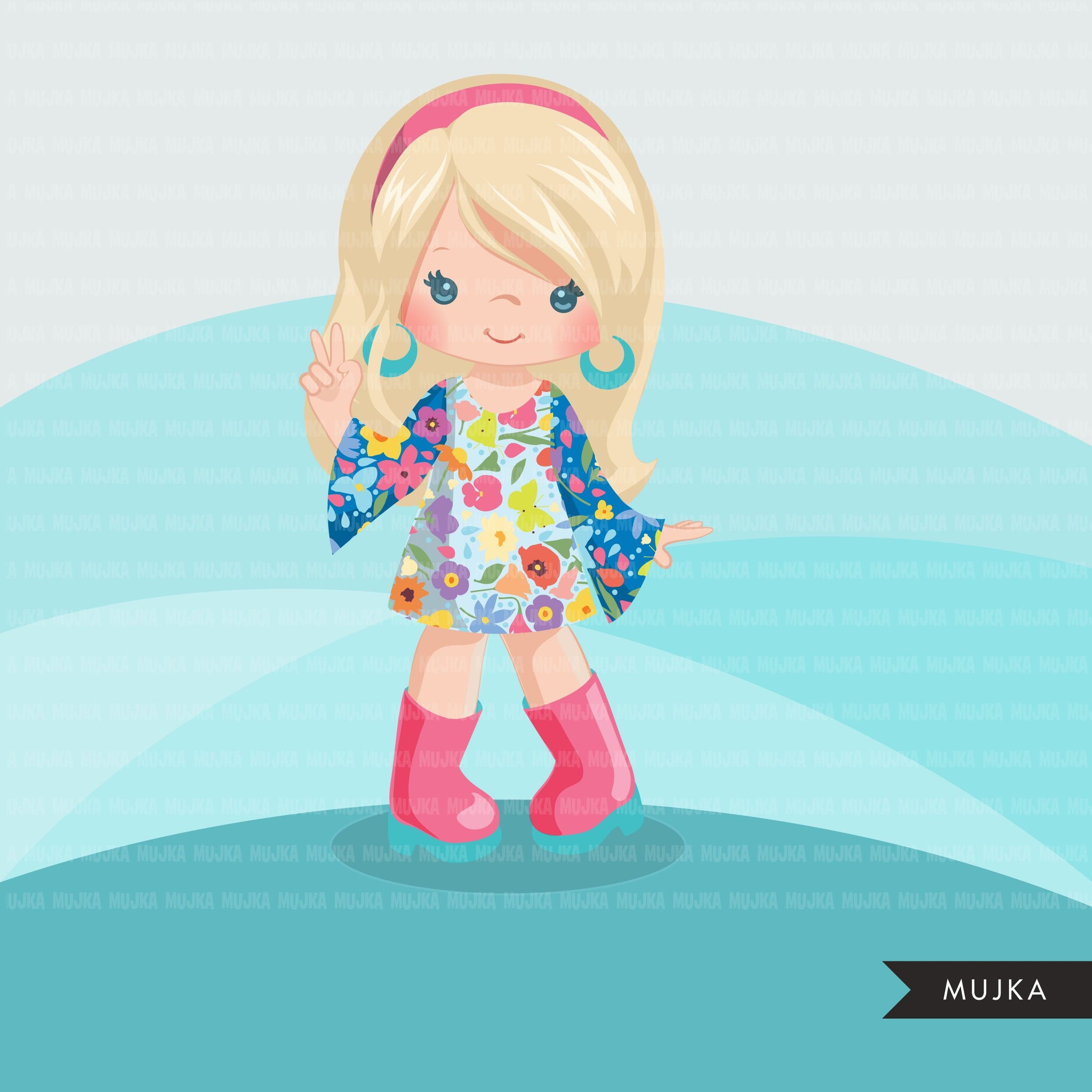 Little girl cute outfits clipart