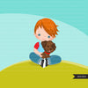Easter boy with puppy Clipart