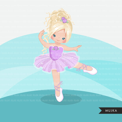 Girl Ballerina clipart, purple tutu