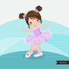 Girl Ballerina clipart. Purple ballerina graphics.