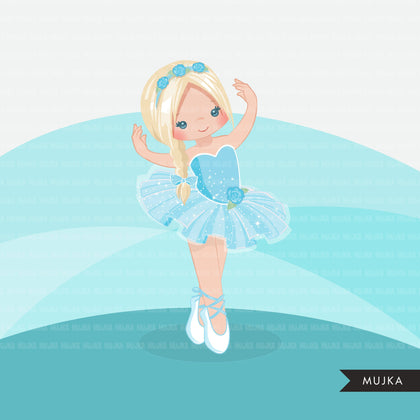 Girl Ballerina clipart, chic ballet characters