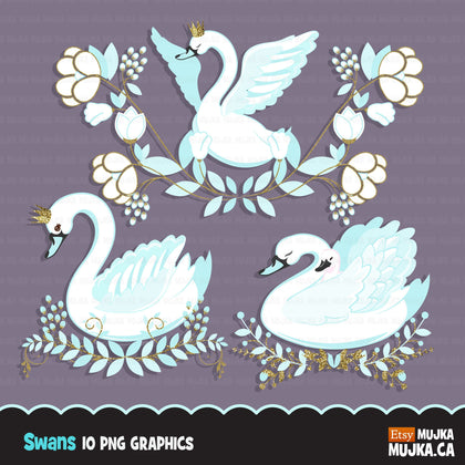 Swan clipart, Blue animal
