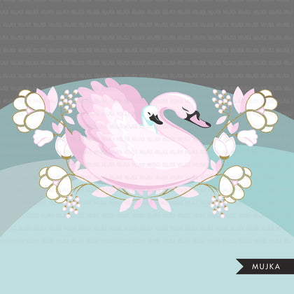 Pink Swan - animal clipart