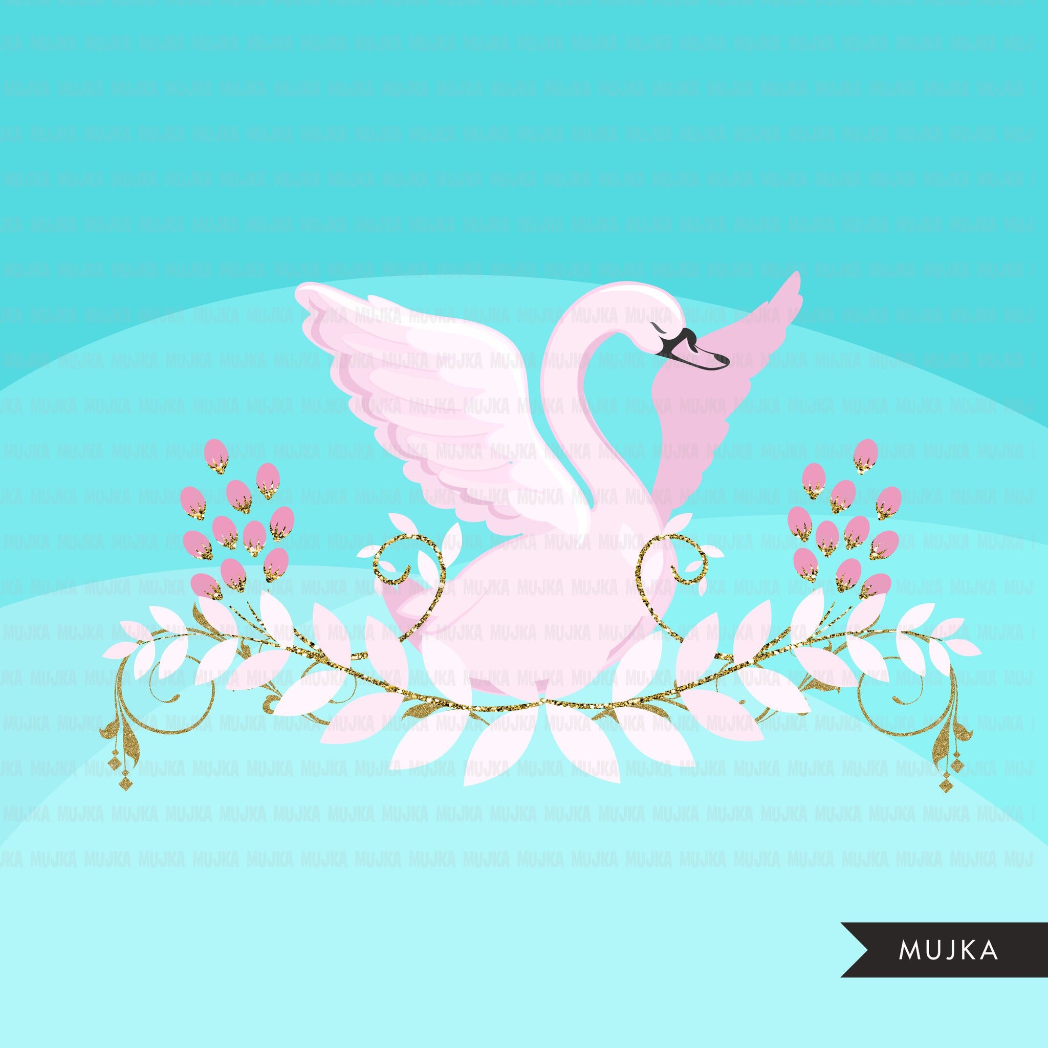 Pink Swan - animal clipart