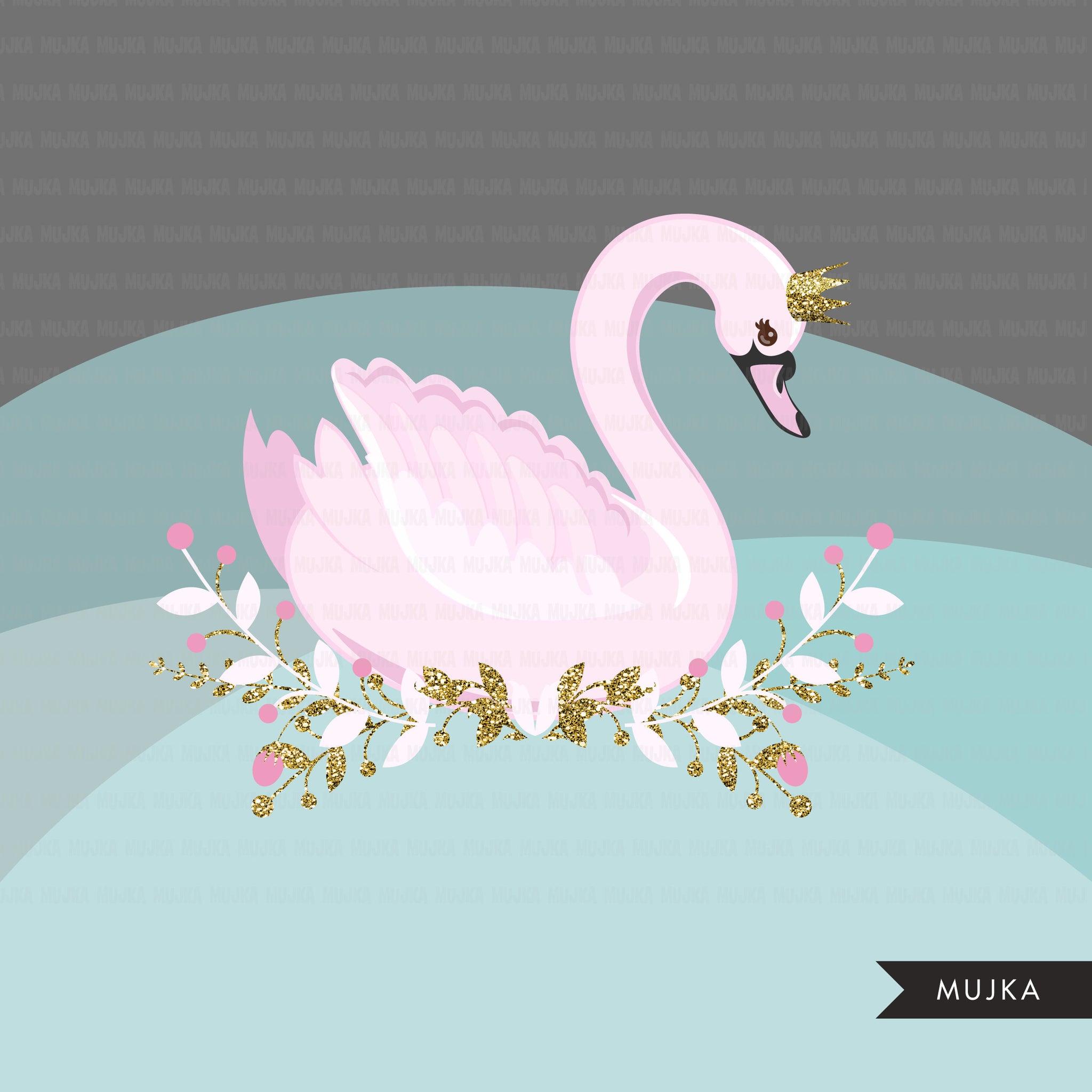 Pink Swan - animal clipart
