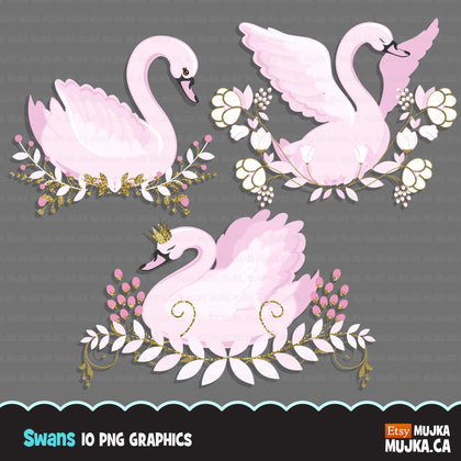 Pink Swan - animal clipart
