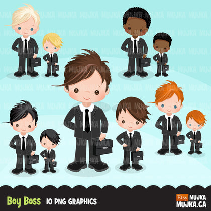 Boy boss little entrepreneur clipart. Father's Day, Father and Son